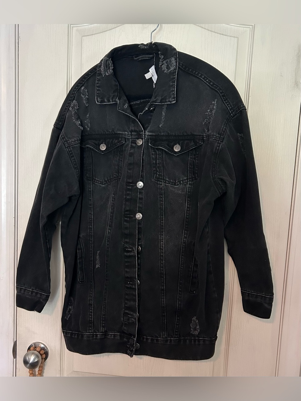 Priv Distressed Black Denim Jacket